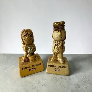 Vintage 1979 Paula World’s Greatest Mom & Dad Figurines Set Resin Made in USA